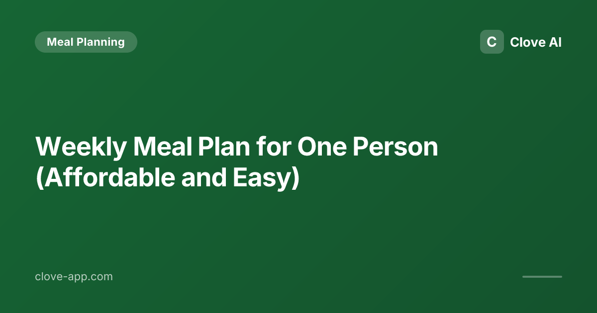 Weekly Meal Plan for One Person (Affordable and Easy) · Clove AI